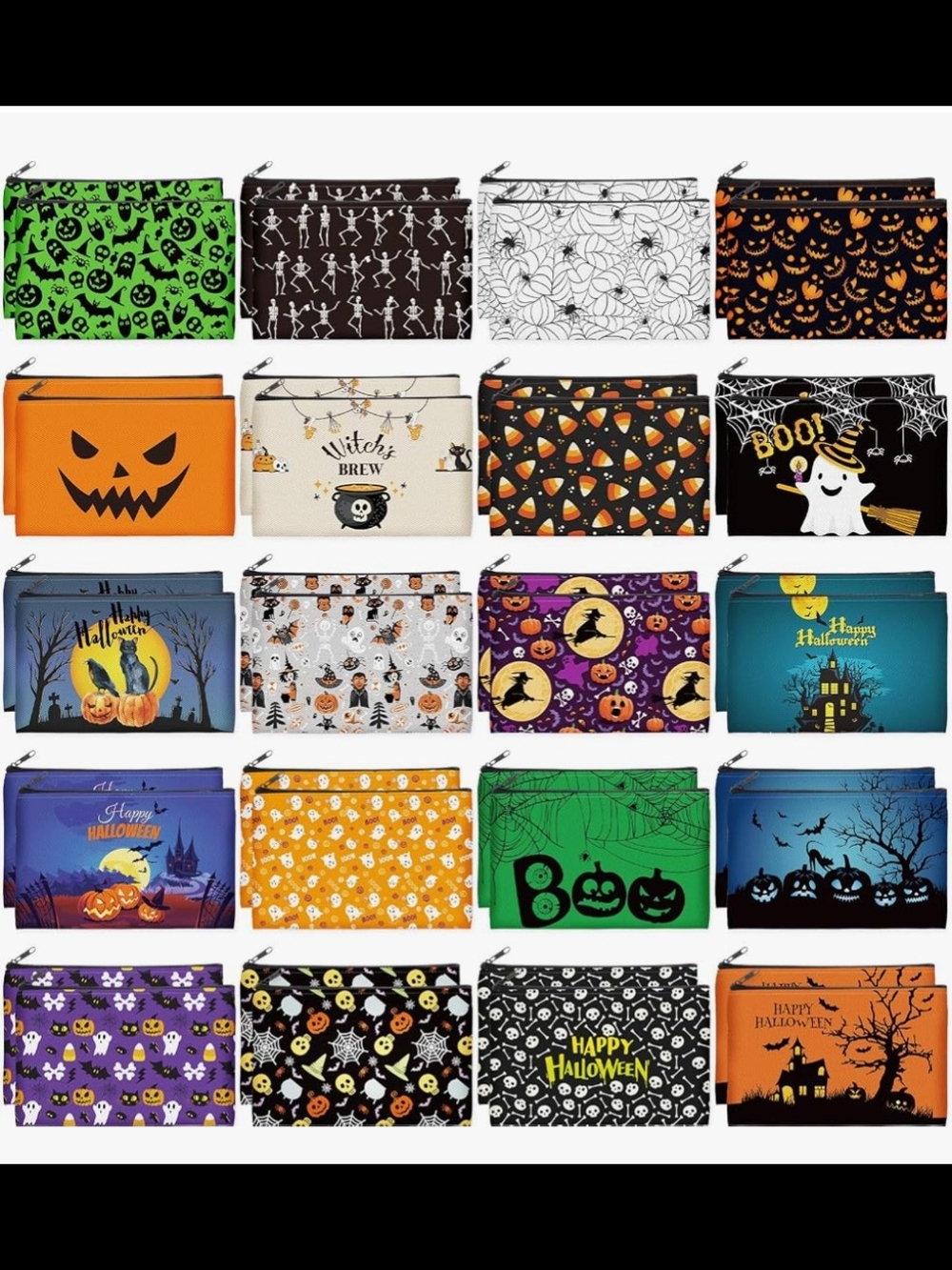 Halloween Themed Green Pumpkin Cosmetic Bags